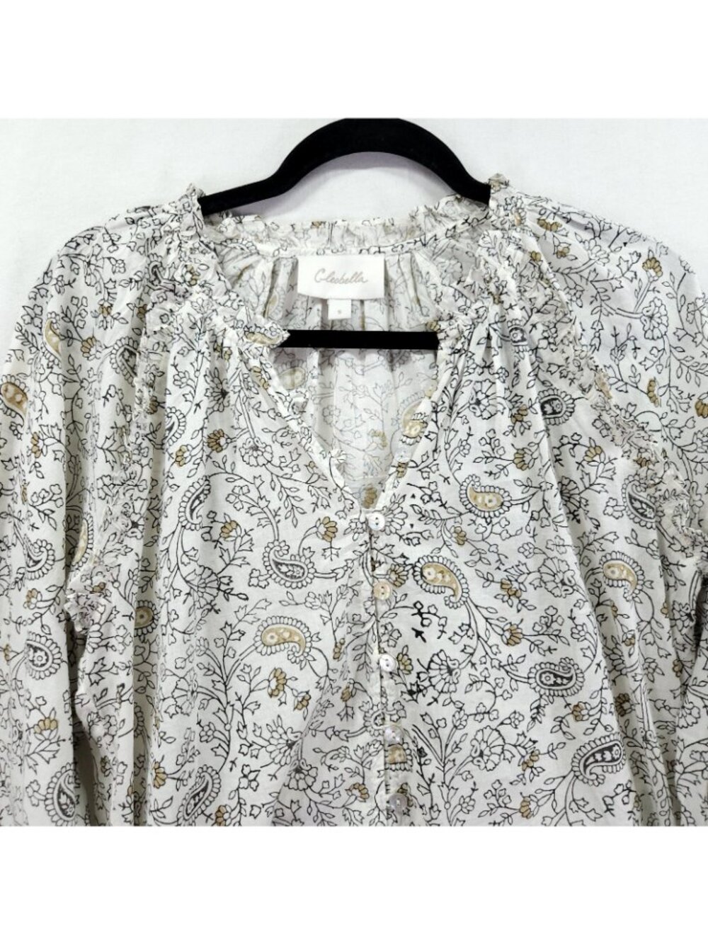 Cleobella Ivy Boho Peasant Top Womens Size Small  Ornate Paisley Floral Print - Picture 6 of 14